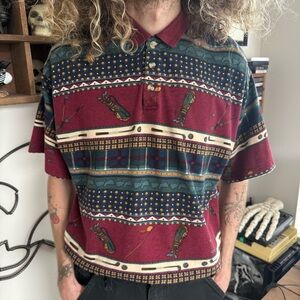 Vintage 90s Striped Golf Knit Polo Shirt ~ Size Large
